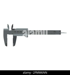 Vernier caliper scale precise measurement instrument. Measuring work tool vector Stock Vector