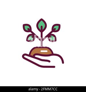 Hand sowing seeds linear icon. Agriculture. Thin line illustration ...