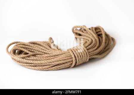 Thin Natural Rope Isolated On White Stock Photo 250403857