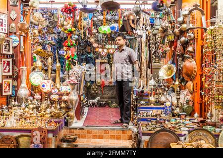 MUSCAT, OMAN - FEBRUARY 22, 2017: Shop in Muttrah souq in Muscat, Oman Stock Photo