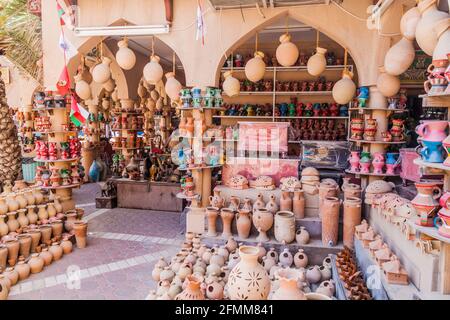 NIZWA, OMAN - MARCH 3, 2017: Pottery shop at the Souq in Nizwa, Oman Stock Photo