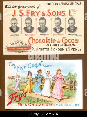 Advertising envelope containing chromolithographed postcard advertising Fry's  Five Boys Milk chocolate circa 1905 Stock Photo