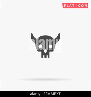 Demon Skull flat vector icon. Hand drawn style design illustrations. Stock Vector