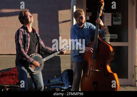 buskers, street group making music Stock Photo