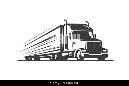 Truck moving, delivery of cargo logo. Van transportation symbol vector Stock Vector