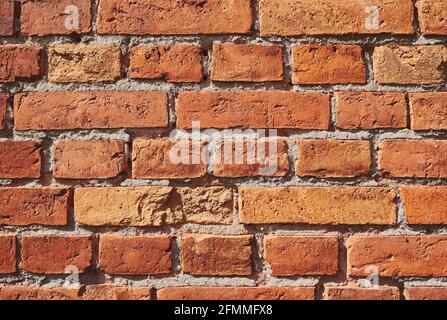 Old red brick wall background. Stock Photo