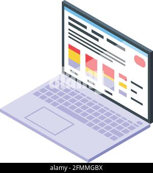 Research scientist laptop icon. Isometric of Research scientist laptop vector icon for web design isolated on white background Stock Vector
