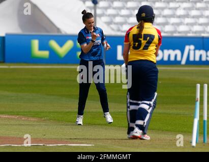 CHELMSFORD, United Kingdom, MAY 09: Alice Davidson-Richards of Kent Women   celebrates the wicket of Essex Women's Catherine Dalton during WomenÕs Cou Stock Photo