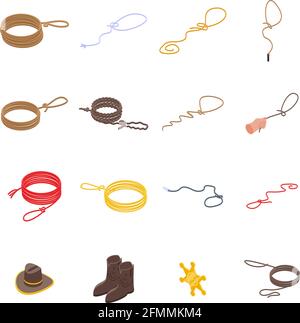 Lasso icons set. Isometric set of lasso vector icons for web design isolated on white background Stock Vector
