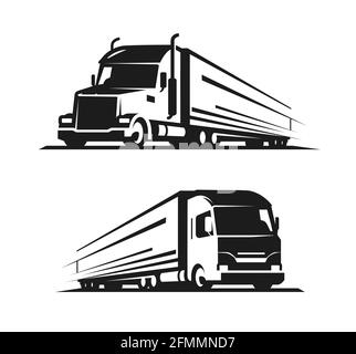 Truck with trailer logo. Lorry, delivery symbol vector illustration Stock Vector