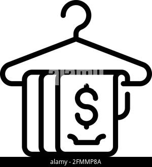 Laundry money hanger clothes icon. Outline Laundry money hanger clothes vector icon for web design isolated on white background Stock Vector