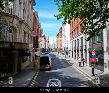 London, United Kingdom - July 30 2020:  The view along Drury Lane from Aldwych Circus Stock Photo