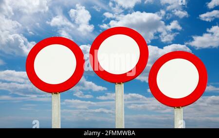 Blank Speed Limit or No Entry Signs Stock Photo