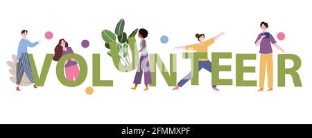 volunteer communities clean up trash in the park together Stock Vector