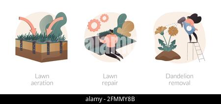 Lawn maintenance abstract concept vector illustrations. Stock Vector