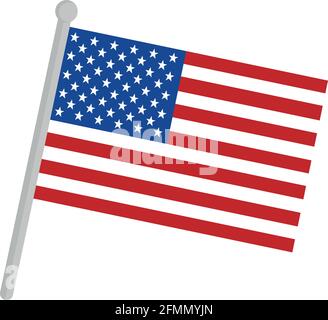 Vector illustration of the United States of North America flag on a pole Stock Vector