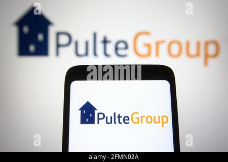 PulteGroup Home construction company logo seen displayed on smart phone ...