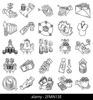 Finance Activity Habits Hand Drawn Icon Set Vector. Stock Vector