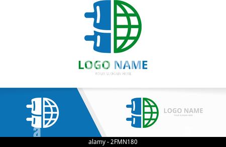 Vector spine and globe logo combination. Vertebral column and earth logotype design template. Stock Vector