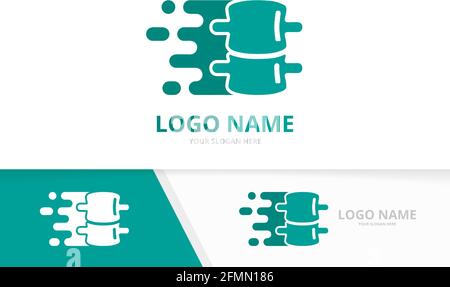 Vector speed spine logo combination. Quick vertebral column logotype design template. Stock Vector