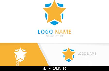 Vector shield and star logo combination. Security leader logotype design template. Stock Vector