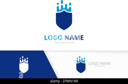 Vector quick shield logo combination. Fast security logotype design template. Stock Vector