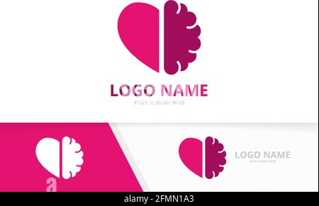 Vector heart and brain logo combination. Unique science logotype design template. Stock Vector