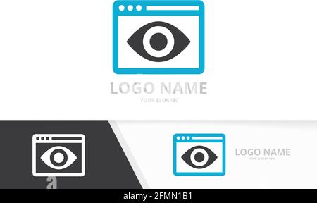 Vector browser eye logo combination. Unique network vision logotype design template. Stock Vector