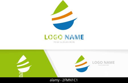Premium waterdrop logo combination. Unique fresh spa logotype design template. Stock Vector
