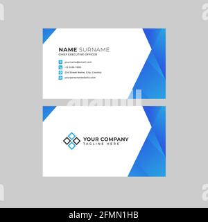 Professional two sided business card vector template with logo place holder, name, address, phone number, website and email Stock Vector