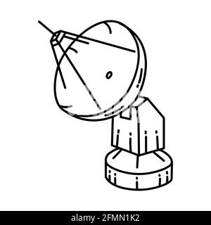 Antena as Telecommunication Equipment Hand Drawn Icon Set Vector. Stock Vector