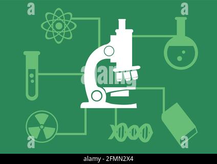 Vector icon illustration of science laboratory equipment for scientific research inforgraphic. Stock Vector