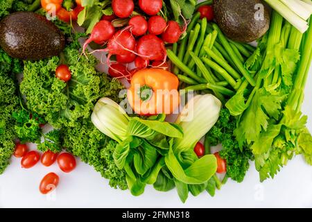 Fresh healthy colorful vegetable on white background. Stock Photo