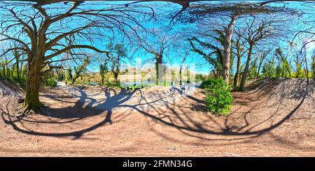 360 degree panoramic view of River Itchen Navigation in Winchester Hampshire United Kingdom