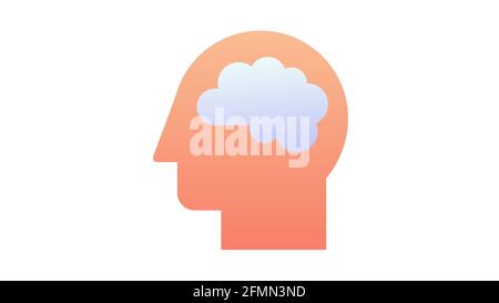 thought imagination brain intellect single isolated icon with outline ...