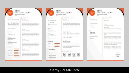 Clean Professional Curriculum Vitae (CV) Template Vector with Cover Letter Stock Vector