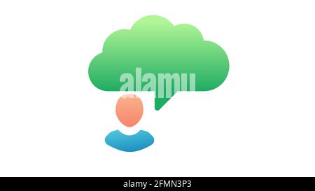 chart imagine thought single isolated icon with solid line and dash ...