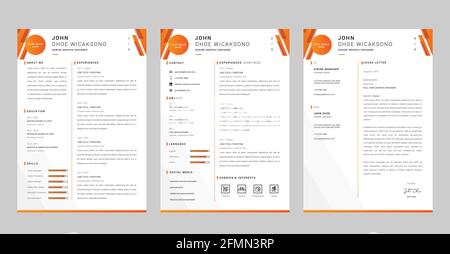 Clean Professional Curriculum Vitae (CV) Template Vector with Cover Letter Stock Vector