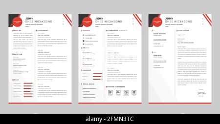 Clean Professional Curriculum Vitae (CV) Template Vector with Cover Letter Stock Vector