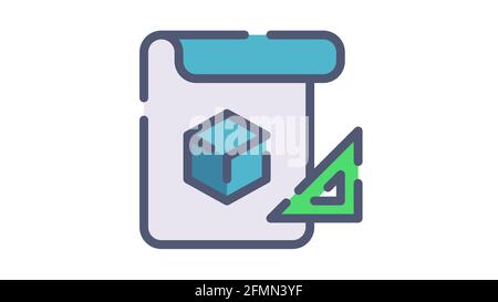 blueprint concept plan single isolated icon with filled line and ...