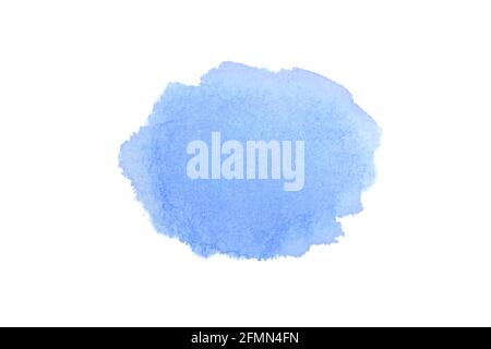 Abstract blue color splash watercolor hand painted isolated on white background Stock Photo