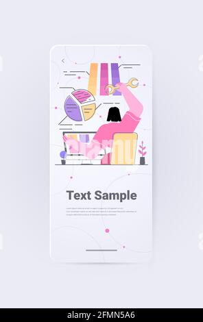 woman developing financial computer application designer working on user interface web development concept Stock Vector