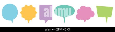 Speech Bubbles Set of Inverted Rectangle Distorted Circle and Square Blank shapes Stock Vector