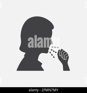 Woman coughing icon. Vector illustration isolated on white. Stock Vector