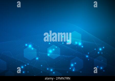 Modern futuristic background of the scientific hexagonal pattern. Virtual abstract background with particle, molecule structure for medical Stock Vector