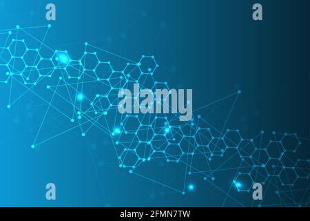 Technology structure molecular connect elements. Connection with hexagons elements. Vector illustration Stock Vector
