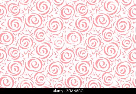 Pink rose seamless pattern. Simple pink vector illustration Stock Vector