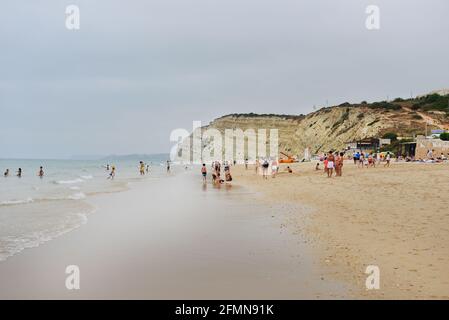 Praia de Porto de Mós in the Algarve region in South Portugal. Stock Photo