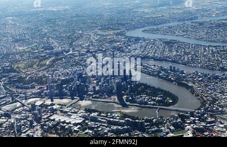 Aerial view of Brisbane's downtown. Stock Photo