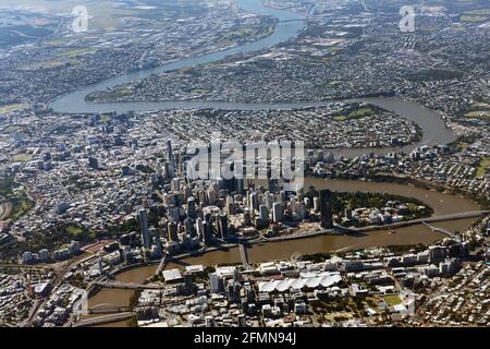 Aerial view of Brisbane's downtown. Stock Photo